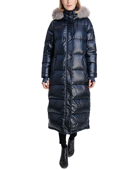 michael michael kors petite faux fur trim maxi puffer coat|Michael Kors puffer coat 2x.